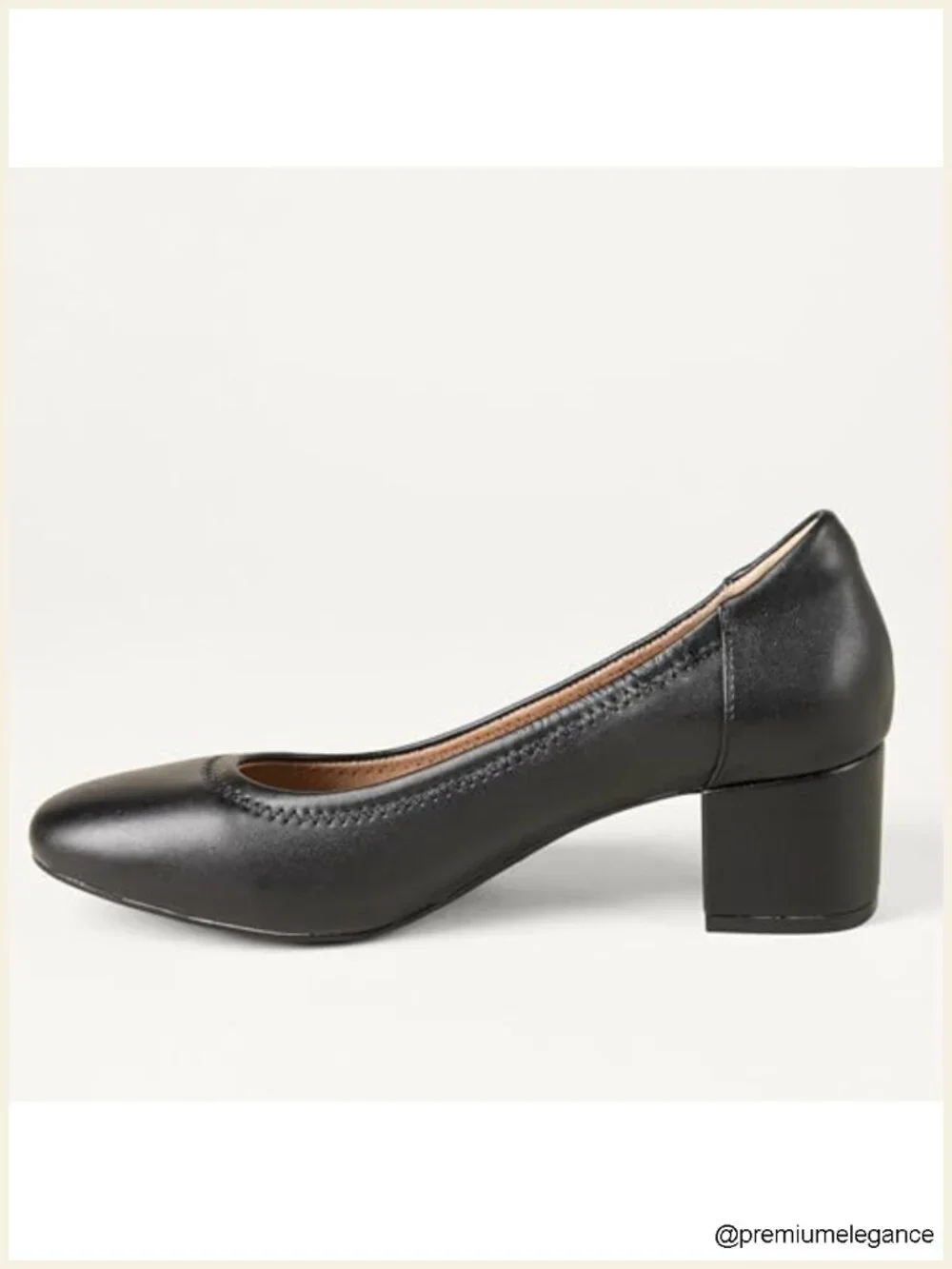 Faux Leather Ballet Pump with Memory Foam Insole Block Heel
